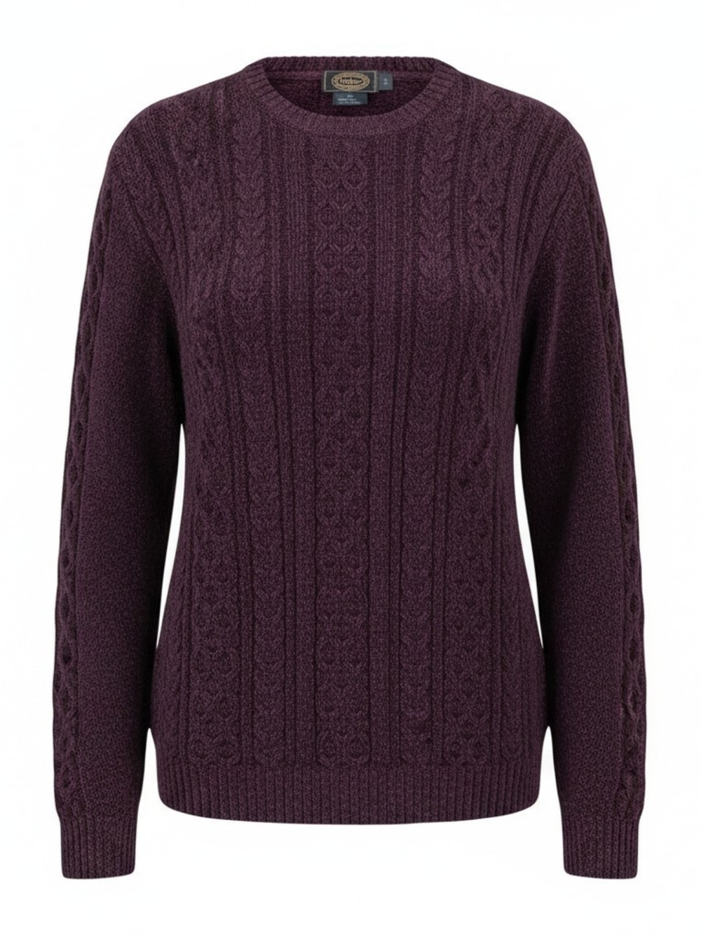 Vintage Fraber Cable-Knit Crewneck Fisherman Sweater